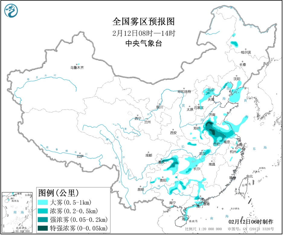 2020年2月12日未来三天全国天气预报