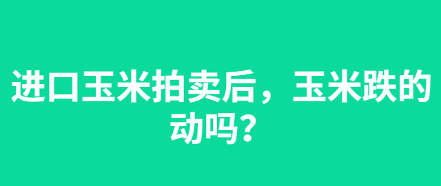 【独家】进口玉米拍卖后，玉米跌的动吗？